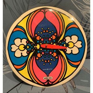 Vintage MCM Peter Max Clock Psychedelic Daisy Colorful Pop Art Design